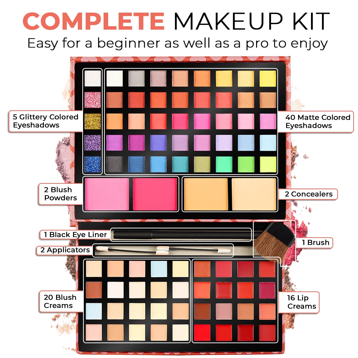 2-Tier Makeup for Teens 10-12 - Kids Makeup Kit for Girl, Real Washable Makeup for Teen Girls or Women - Non Toxic Makeup Gift Set 86 Colors Full Makeup Starter Kit for Teenagers