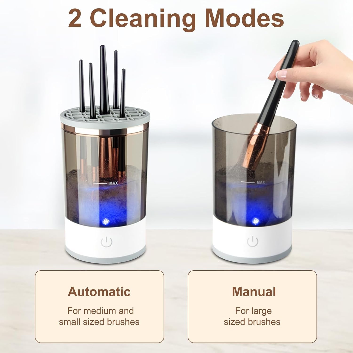 3 in 1 Electric Makeup Brush Cleaner, Automatic Cosmetic Brush Cleaner Machine with Makeup Brush Cleaning Mat, Portable Beauty Blender Cleaner Tools for All Size Makeup Brush