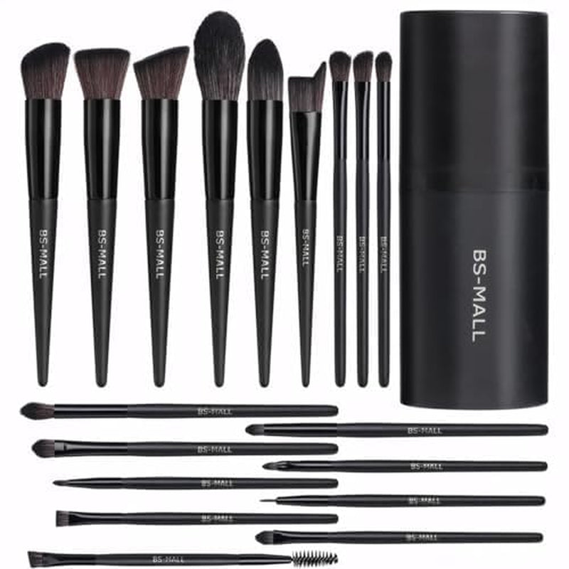 Makeup Brush Set 18 Pcs Premium Synthetic Foundation Powder Concealers Eye Shadows Blush Makeup Brushes with Black Case