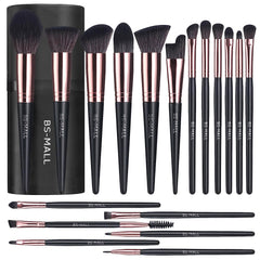 Makeup Brush Set 18 Pcs Premium Synthetic Foundation Powder Concealers Eye Shadows Blush Makeup Brushes with Black Case