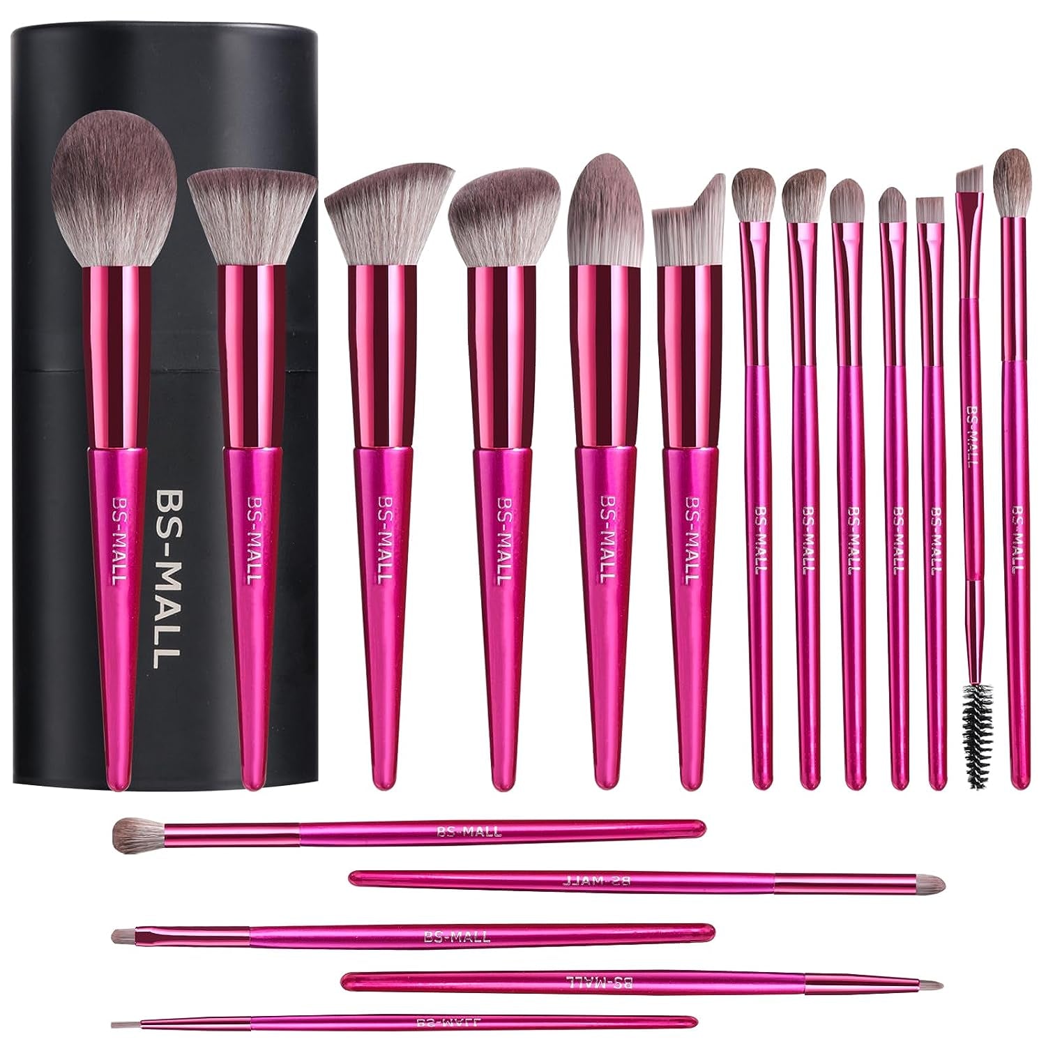 Makeup Brush Set 18 Pcs Premium Synthetic Foundation Powder Concealers Eye Shadows Blush Makeup Brushes with Black Case